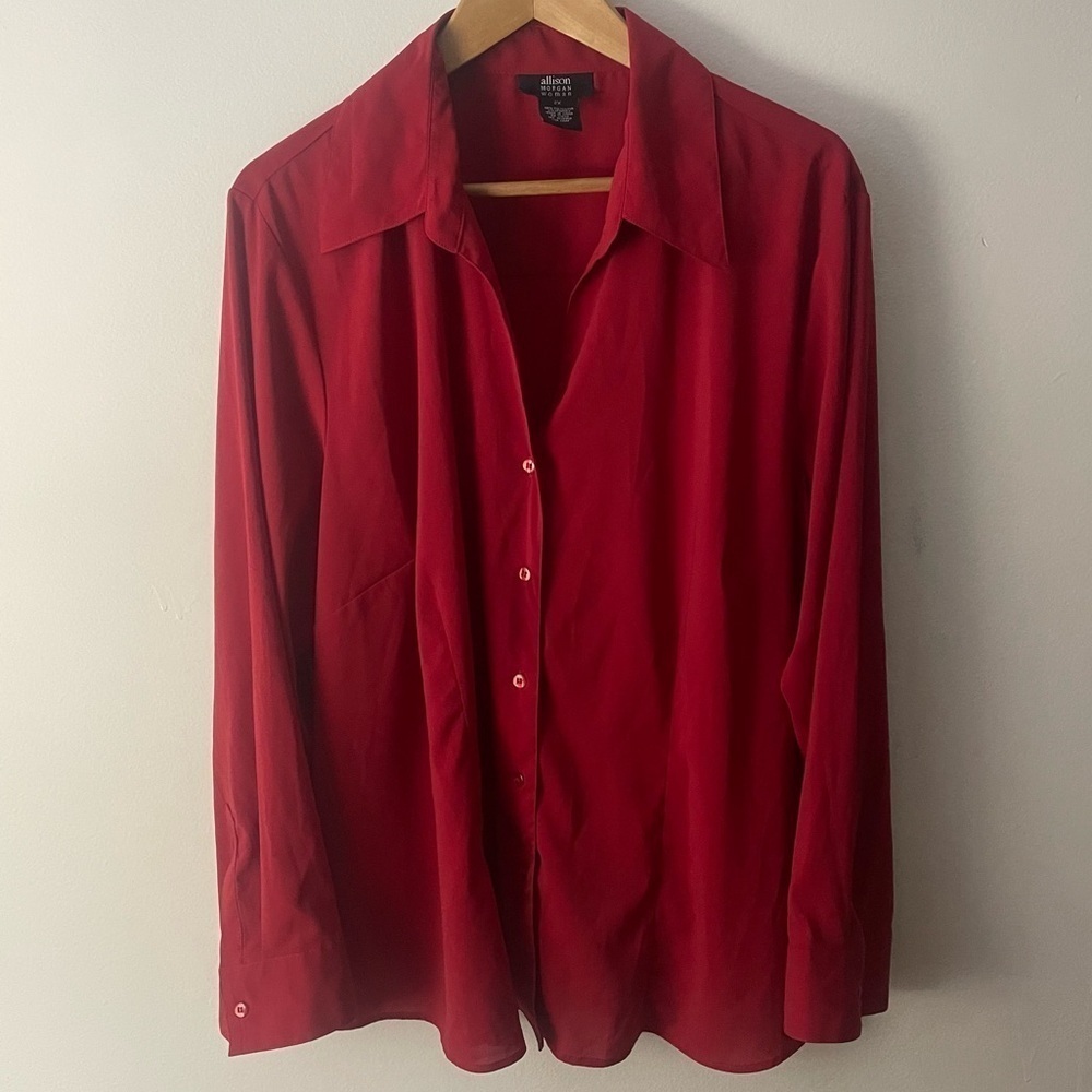 Allison Morgan Woman Red Button Down Shirt Sz 2X